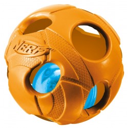 Piłka świecąca NERF Dog lluma-Action LED, pomarańczowa/zielona, 8,7cm
