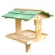 Karmnik dla ptaków, drewniany, wolnostojący, 36x34x112cm, z lampką solarną, do montażu