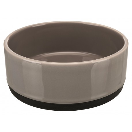 Miska ceramiczna z gumową podstawą, 0.4 l/o 12 cm, szara