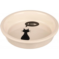 Miska ceramiczna, kot, 0.25 l/o 13 cm, biała