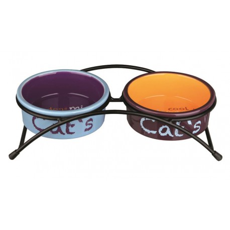Zestaw misek ceramicznych Eat on Feet, 2 × 0.3 l/o 12 cm, jasnoniebieska/pomarańczowa/fiolet