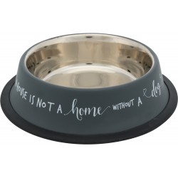 Miska, szara, stal nierdzewna/guma, 0.45 l/o 19 cm, z gumową podstawą