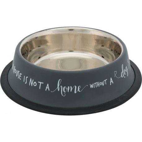 Miska, szara, stal nierdzewna/guma, 0.45 l/o 19 cm, z gumową podstawą