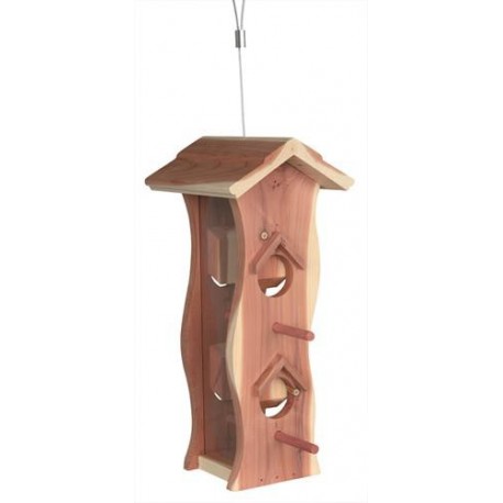 Karmnik dla ptaków, drewno cedrowe, 12 × 29 × 14 cm