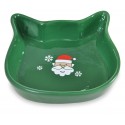 Miska ceramiczna dla kota, Św. Mikołaj, zielona, 13,6x13,6x3cm