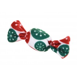 Zabawka dla kota, cukierek pluszowy, czerwone/zielone kwiaty, 4x9cm