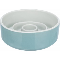 Slow Feeding, miska ceramiczna, dla psa/kota, szaro/niebieska, 0.45 l/ 14 cm, spowalniająca jedzenie