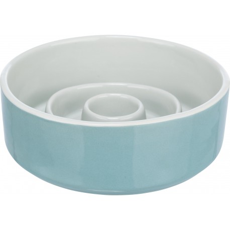 Slow Feeding, miska ceramiczna, dla psa/kota, szaro/niebieska, 0,9 l/ 17 cm, spowalniająca jedzenie