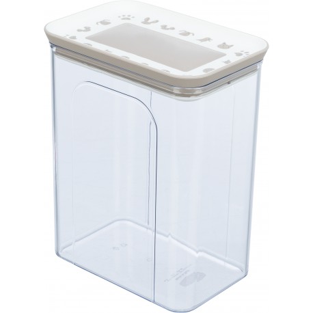 Pojemnik na karmę lub przysmaki, przezroczysty/biały, plastik, 2,2 l/15 × 14 × 19 cm