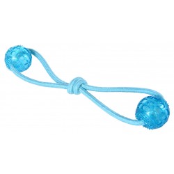 Sznur z piłkami TPR dla psa, 6x38cm, niebieski