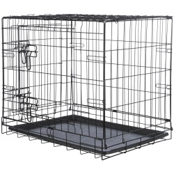 Klatka kennelowa, dla psa, czarna, S: 64 × 54 × 48 cm,
