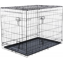 Klatka kennelowa, dla psa, czarna, M: 78 × 62 × 55 cm