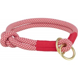 Soft Rope, obroża zaciskowa, dla psa, czerwona/kremowa, nylon, S–M: 40 cm/o 10 mm
