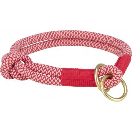 Soft Rope, obroża zaciskowa, dla psa, czerwona/kremowa, nylon, M: 45 cm/o 10 mm,