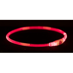 Obręcz z podświetleniem , USB, L - XL: 65 cm/o 8 mm, czerwona