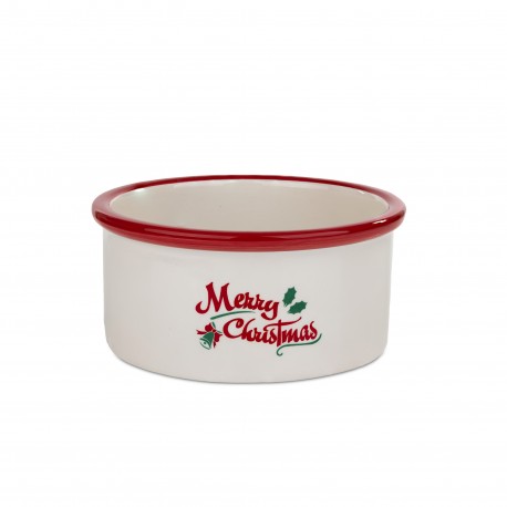 Miska ceramiczna dla psa, Merry Christmas, czerwona, 16x6cm