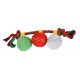Zabawka dla psa, sznur z pluszowymi piłkami, 32x9cm