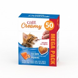Creamy Megapack, przysmak, dla kota, łosoś z krewetkami, 50x10g