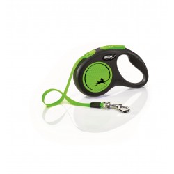 New Neon, smycz automatyczna dla psa, czarny/neonowy zielony, S, 5m, taśma