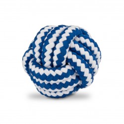 Zabawka, dla psa, sznurowa kula, biało-niebieska, 6,5 cm