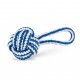 Zabawka, dla psa, sznur z kulą, biało-niebieski, 6,5 x 20 cm