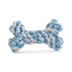 Zabawka, dla psa, sznurowa kula, biało-niebieska, 10 x 17 cm