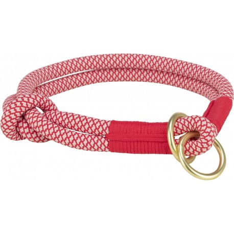 Soft Rope, obroża zaciskowa, dla psa, czerwona/kremowa, nylon, S: 35 cm/o 10 mm