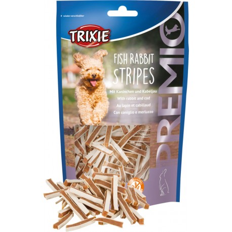 Przysmaki PREMIO Stripes, królik i dorsz, 100g