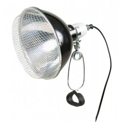 Lampa z klamrą zaciskową, czarna, z siatką ochronną, o 21cm, 250W