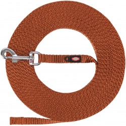 Smycz treningowa, dla psa, taśma, rdzawa, XS–S: 15 m/10 mm, lekka