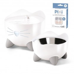 Pixi Fountain Combo, zestaw poidło Pixi 2,5l + miska, biały, GRATIS opakowanie filtrów CH-7216