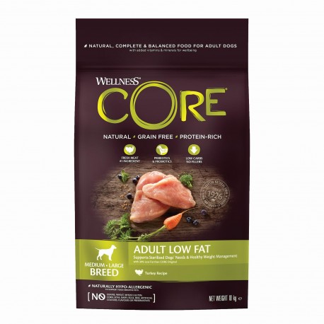 Core Adult Low Fat, karma sucha, dla dorosłych psów średnich i dużych ras,indyk, 10 kg