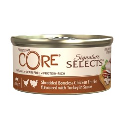 Core Signature Selects Signature Selects Shredded Chicken, karma mokra, dla dorosłych kotów, kurczak z indykiem w sosie, 79g, pu