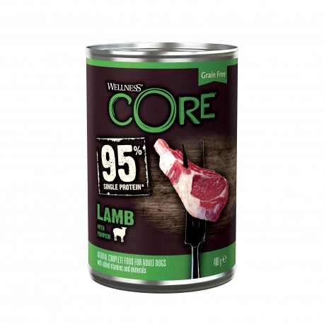 Core 95 Single Potein, karma mokra, dla psów dorosłych, jagnięcina z dynią, 400 g, puszka