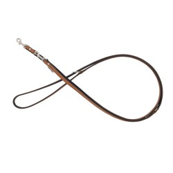 Smycz regulowana skórzana dla psa, koniak/czarny, XS-S, 12mm/200cm