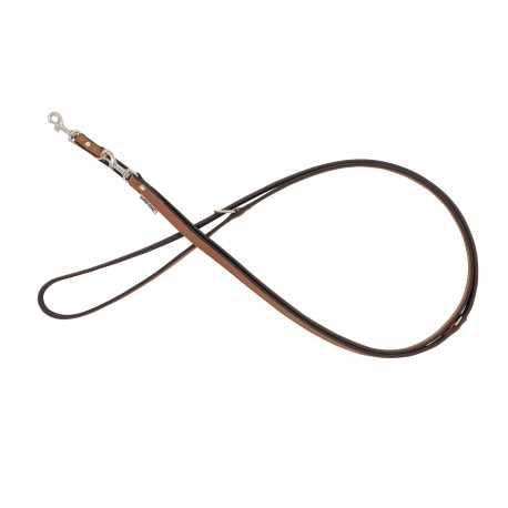 Smycz regulowana skórzana dla psa, koniak/czarny, M-L, 20mm/200cm