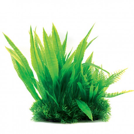 Aqua Natura, roślina, do dekoracji akwarium, zielona, plastikowa, 20 cm , długie płaskie liście, spiczaste