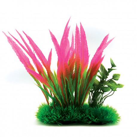 Aqua Natura, roślina, do dekoracji akwarium, różowo-zielona, plastikowa, 20 cm , długie liście