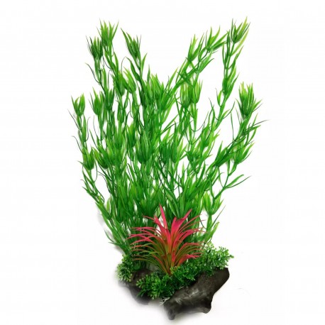 Aqua Natura, roślina, do dekoracji akwarium, zielona, plastikowa, 38 cm , wodny rozmaryn, czerwona trawa