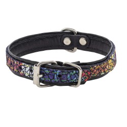 Obroża dla psa skórzana Kwiaty, XS-S, 12mm/35cm