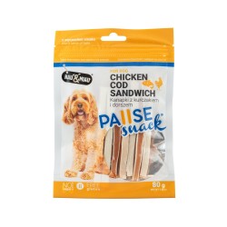 Pausesnack przysmak dla psa, kanapki z kurczakiem i dorszem 80g