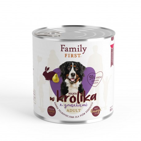Puszka dla psa, BOGATA W KRÓLIKA, z gruszkami, adult, 800 g