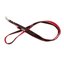Smycz dla psa, wzór pieski, odblask neo taśma podwójna, 20MM/220CM czerwona