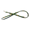 Smycz regulowana dla psa, zielona, wzór etniczny, taśma polipropylenowa, 25mm/220cm