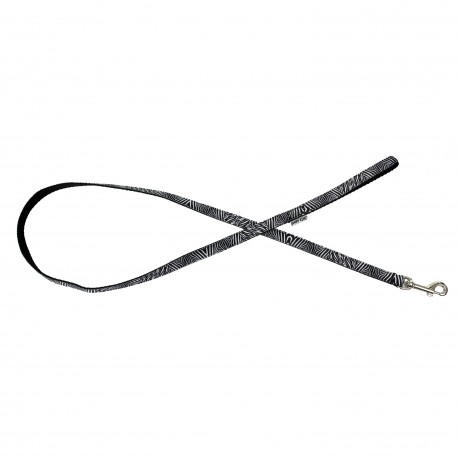 Smycz dla psa, czarno-biała zebra, taśma polipropylenowa, 16mm/120cm