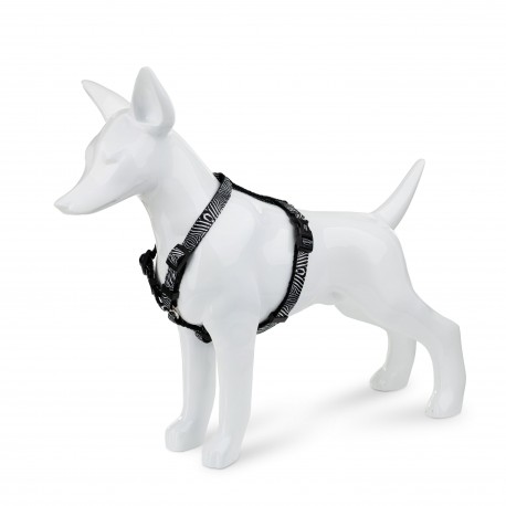 Szelki dla psa, czarno-biała zebra, taśma polipropylenowa, 16mm/30-60cm