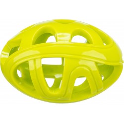 Rugby z otworami, zabawka, dla psa, TPE, limonkowa, 11 cm