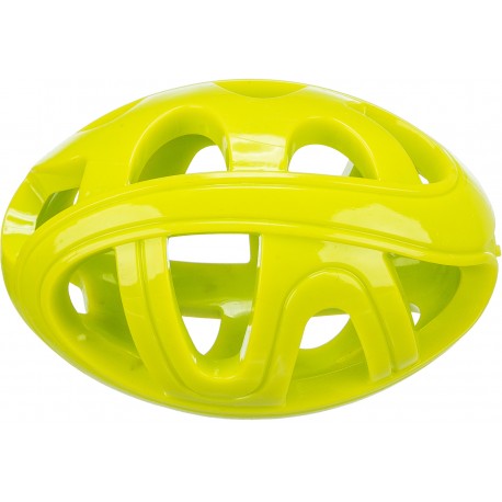 Rugby z otworami, zabawka, dla psa, TPE, limonkowa, 11 cm