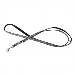 Smycz regulowana dla psa, czarno-biała zebra, taśma polipropylenowa, 16mm/220cm