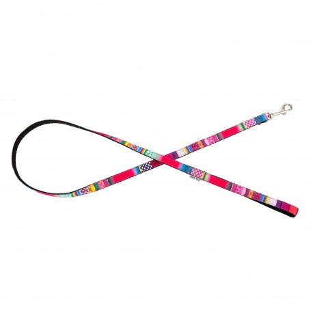 Smycz dla psa, różowa, wzór mozaika, taśma polipropylenowa, 16mm/120cm